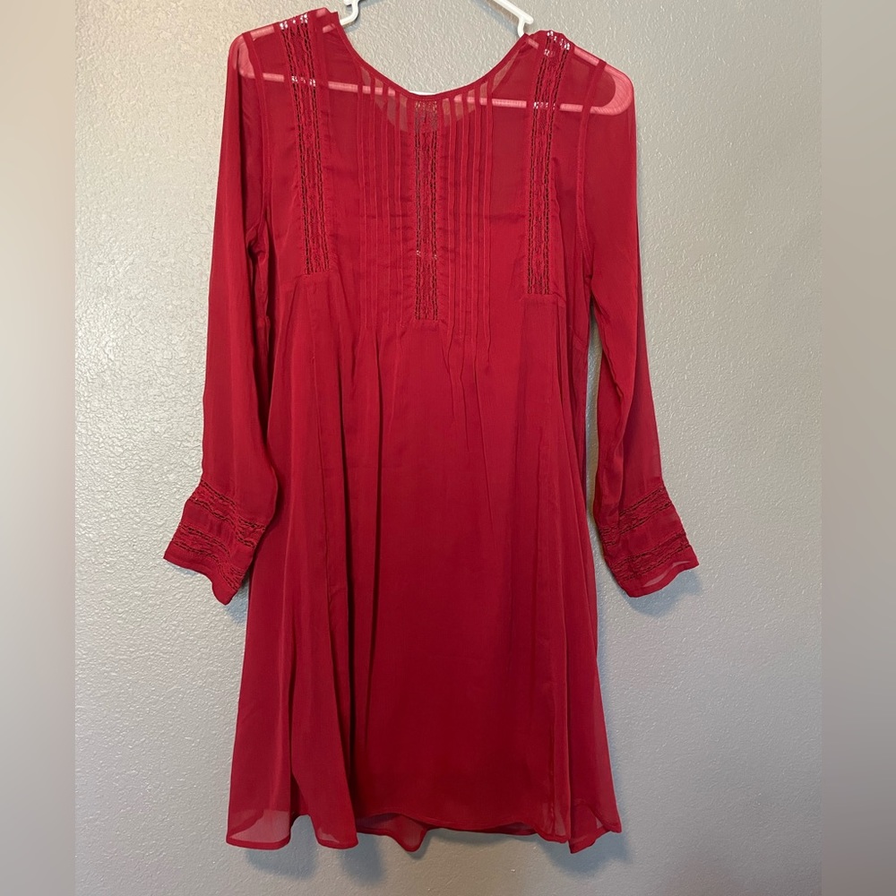 Abercrombie & Fitch semi-sheer lined long-sleeve swing dress